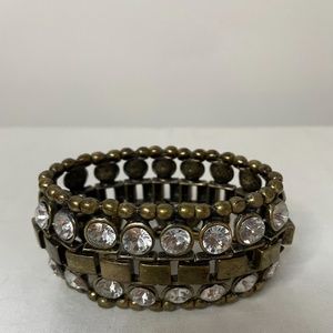 Vintage bronze crystal stretch statement bracelet!